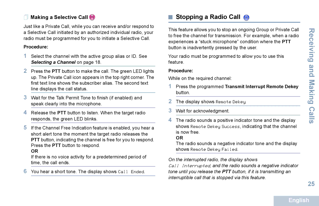 Motorola XPR 5550 manual Stopping a Radio Call,  Making a Selective Call 