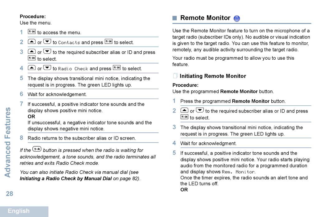 Motorola XPR 5550 manual  Initiating Remote Monitor 