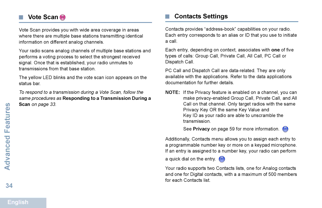 Motorola XPR 5550 manual Vote Scan 