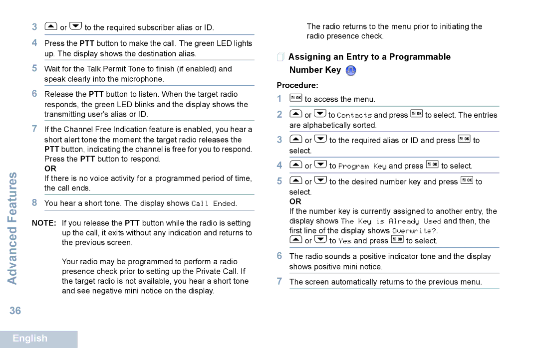 Motorola XPR 5550 manual  Assigning an Entry to a Programmable Number Key 