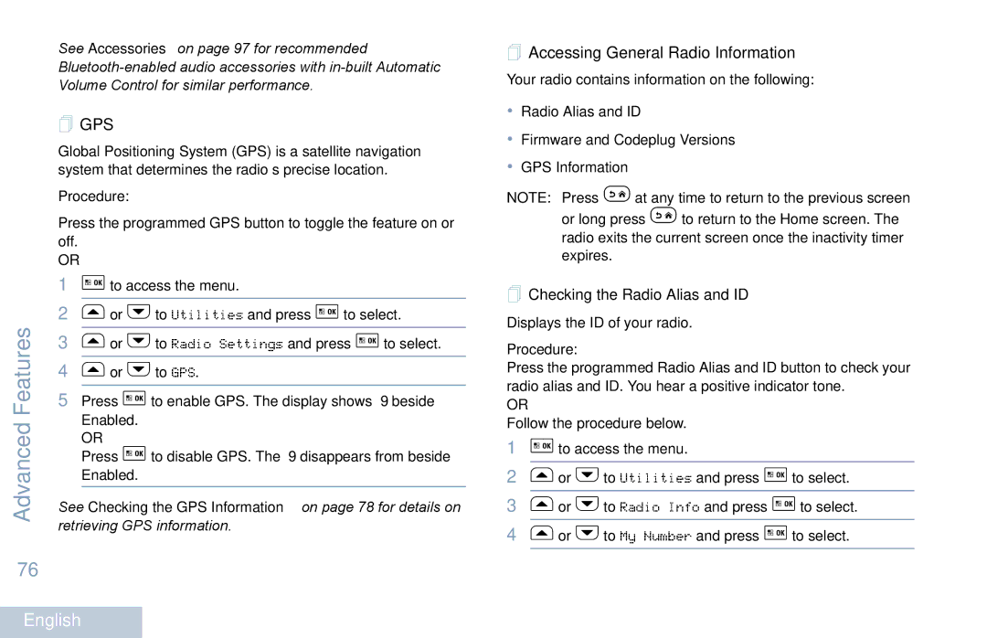 Motorola XPR 5550 manual  Accessing General Radio Information,  Checking the Radio Alias and ID 