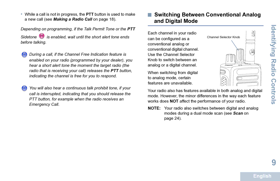 Motorola XPR 7350 manual Switching Between Conventional Analog and Digital Mode 