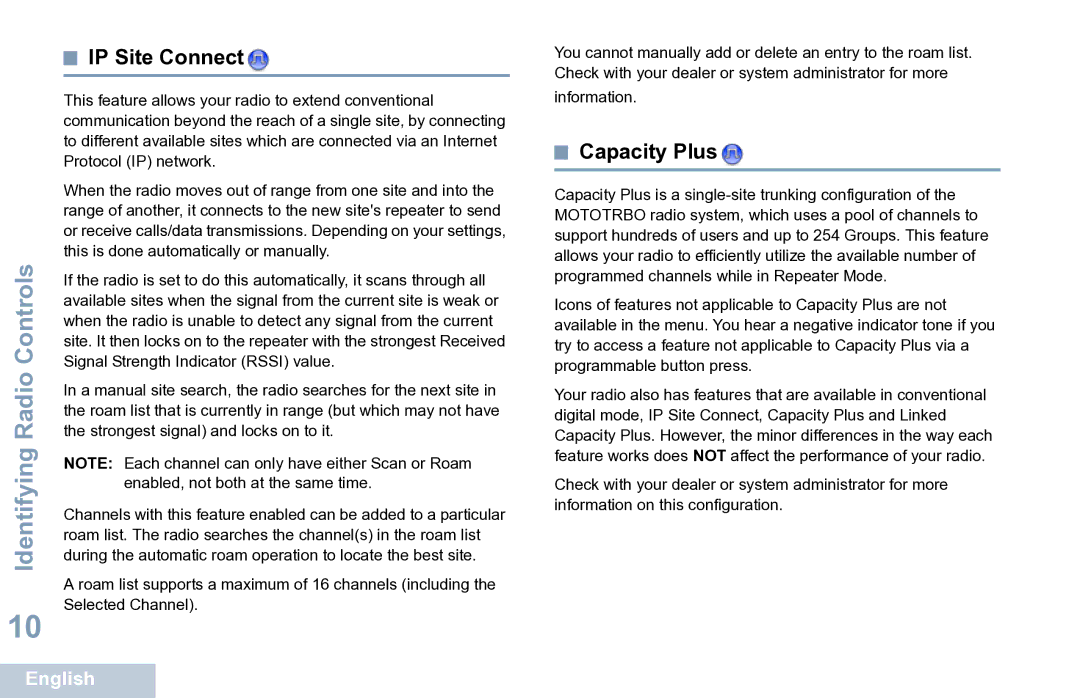 Motorola XPR 7350 manual IP Site Connect, Capacity Plus 
