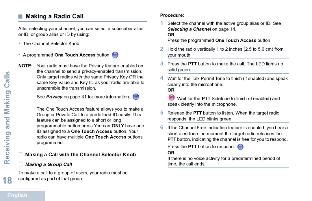 Motorola XPR 7350 manual Making a Radio Call,  Making a Call with the Channel Selector Knob 