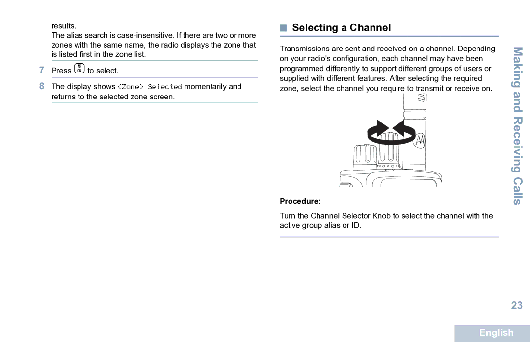 Motorola XPR 7550 manual Selecting a Channel 