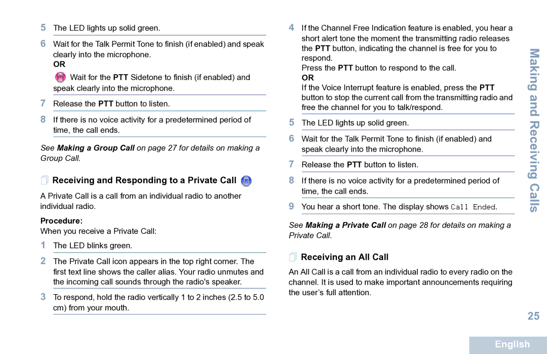 Motorola XPR 7550 manual  Receiving an All Call 