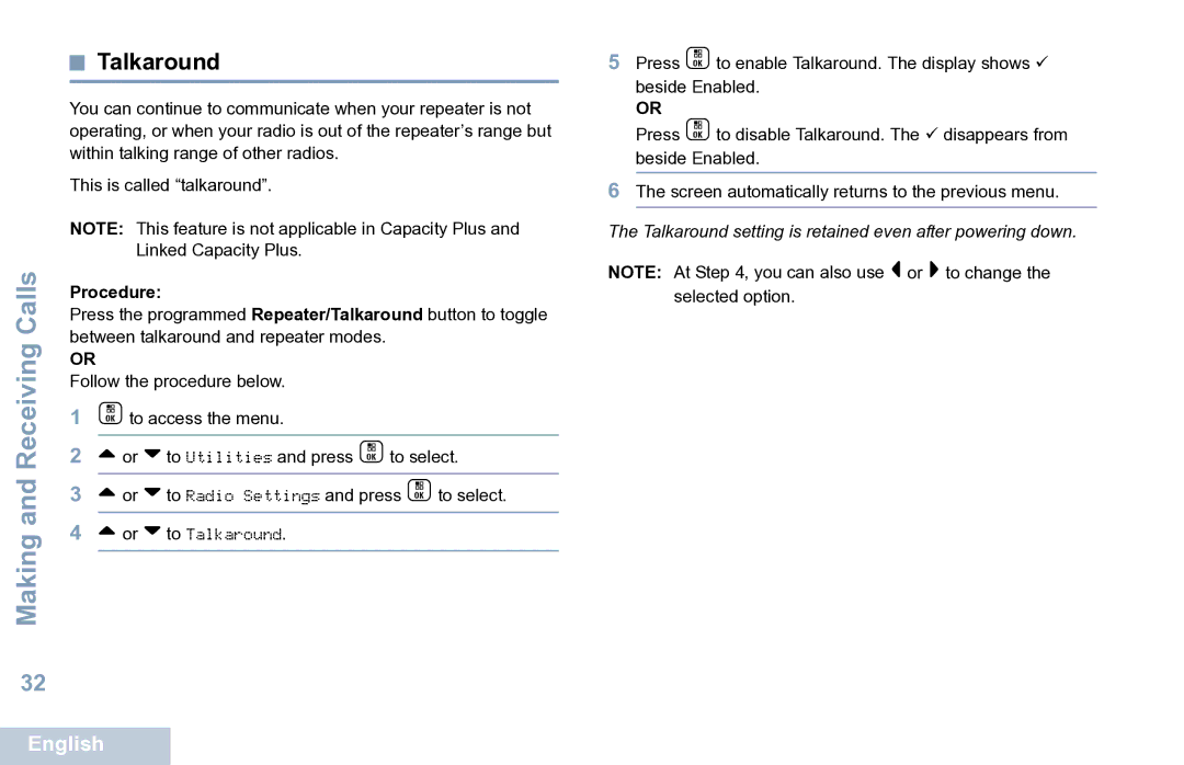 Motorola XPR 7550 manual Talkaround 