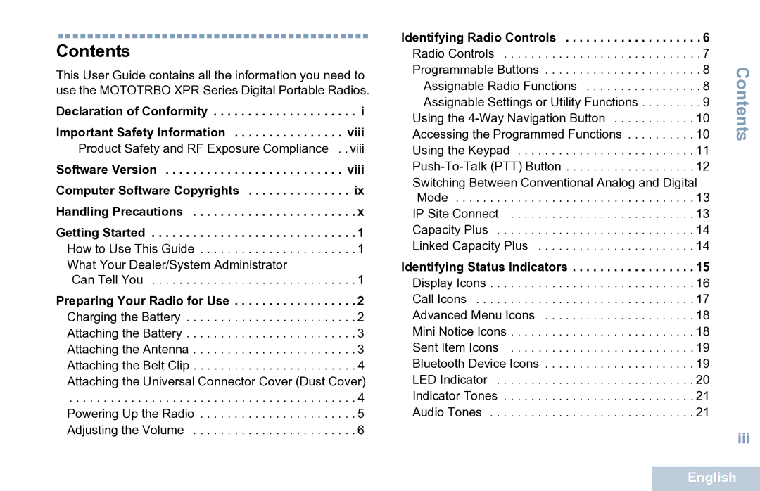 Motorola XPR 7550 manual Contents 