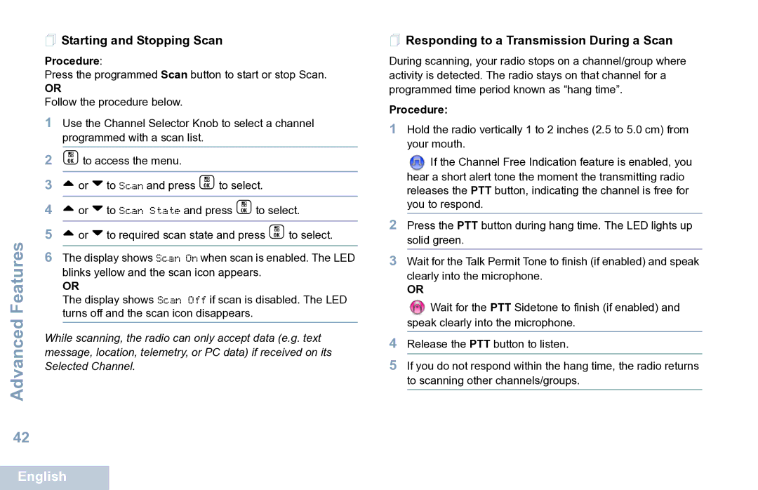 Motorola XPR 7550 manual  Starting and Stopping Scan 