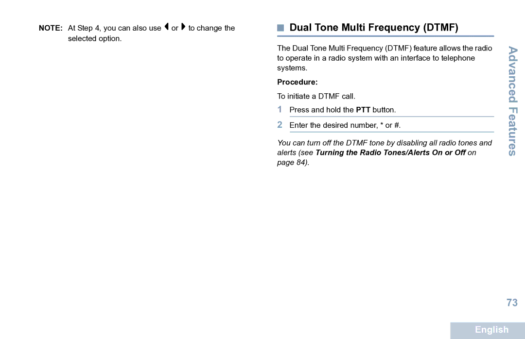 Motorola XPR 7550 manual Dual Tone Multi Frequency Dtmf 