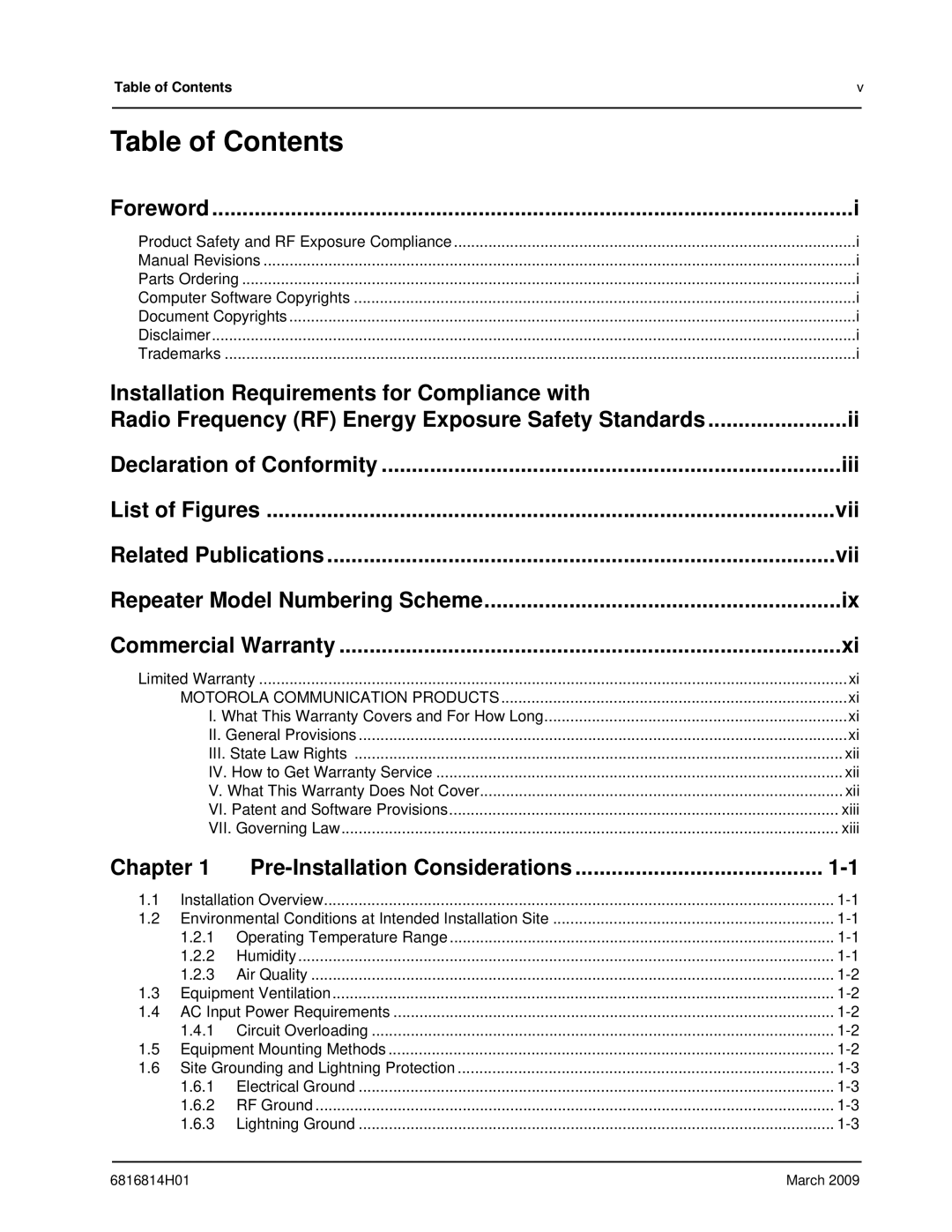 Motorola XPR 8300 manual Table of Contents 