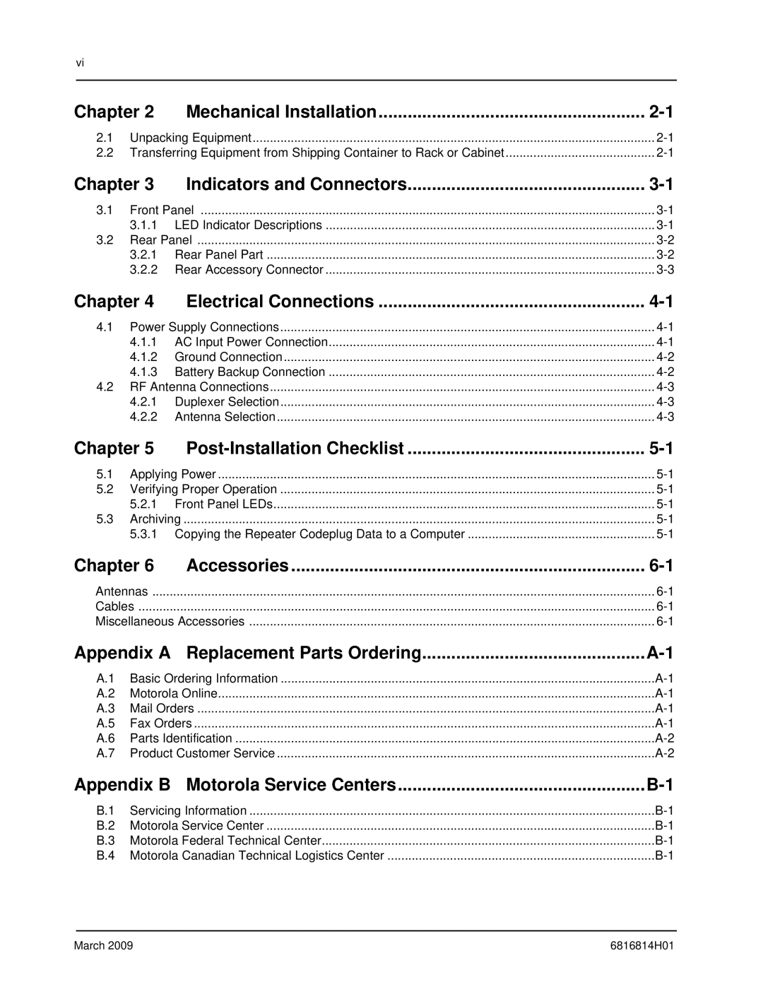 Motorola XPR 8300 manual Chapter Mechanical Installation, Chapter Indicators and Connectors, Chapter Electrical Connections 