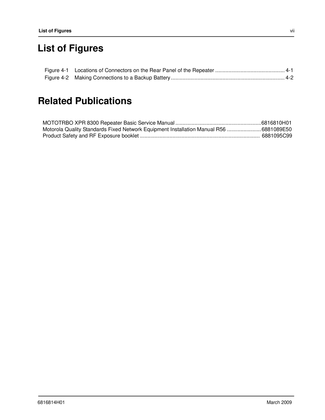 Motorola XPR 8300 manual List of Figures, Related Publications 