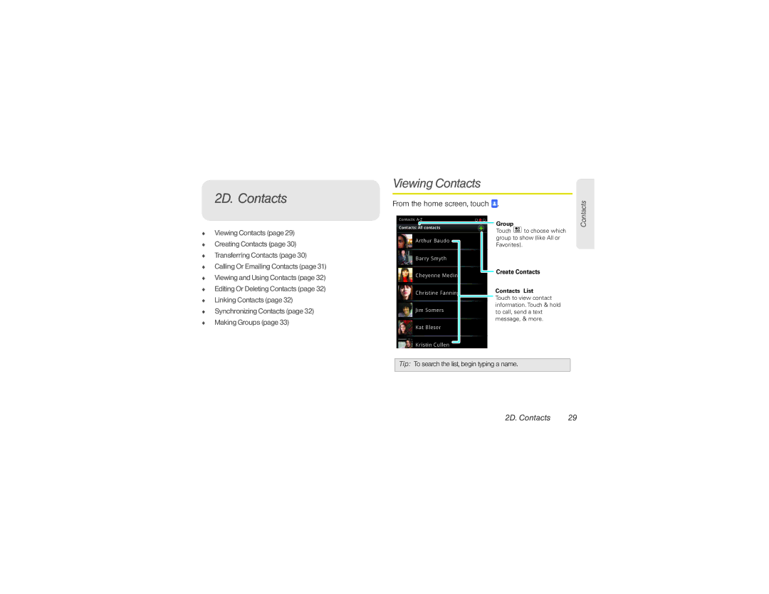 Motorola XPRT manual 2D. Contacts, Viewing Contacts 