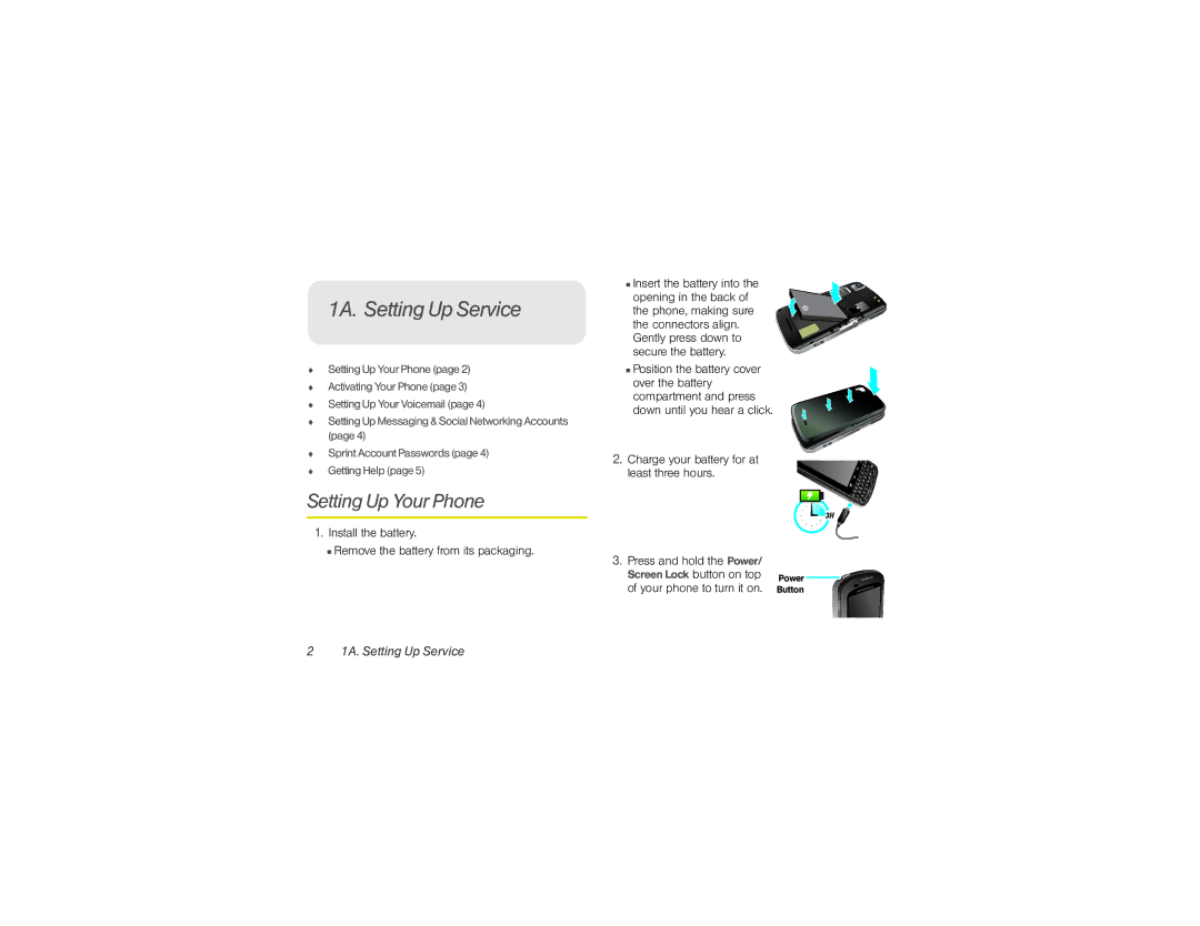 Motorola XPRT manual 1A. Setting Up Service, Setting Up Your Phone 