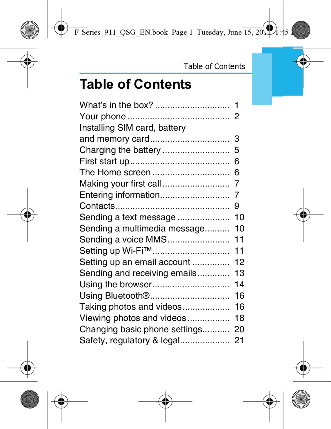 Motorola XT3 quick start Table of Contents 