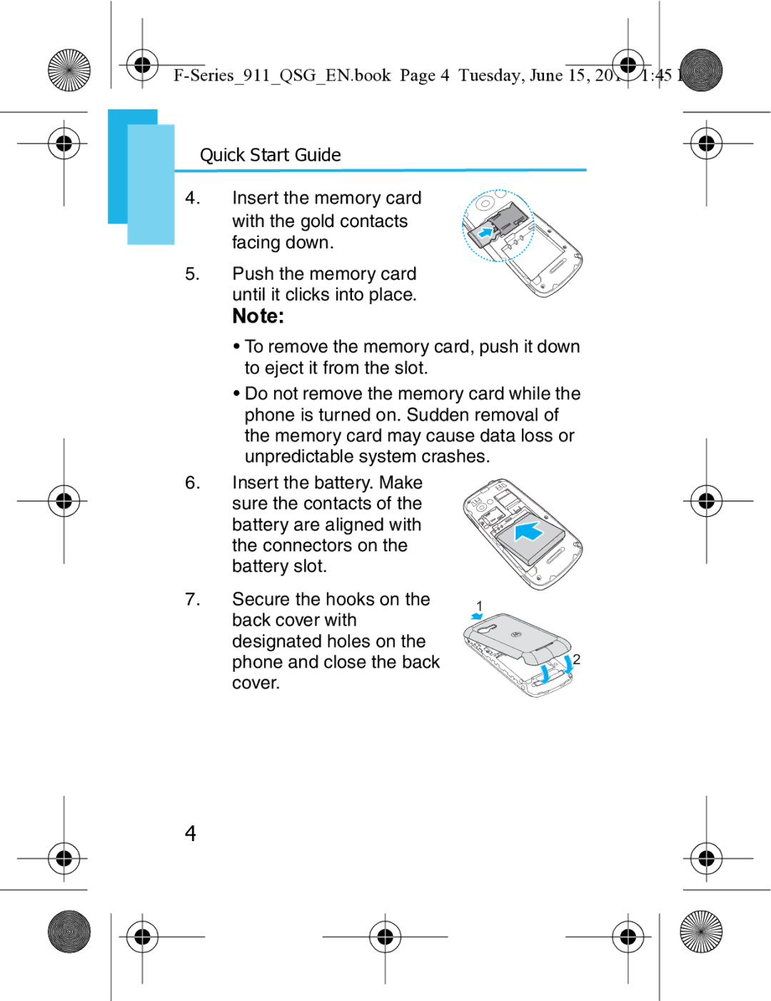 Motorola XT3 quick start Series911QSGEN.book Page 4 Tuesday, June 145 