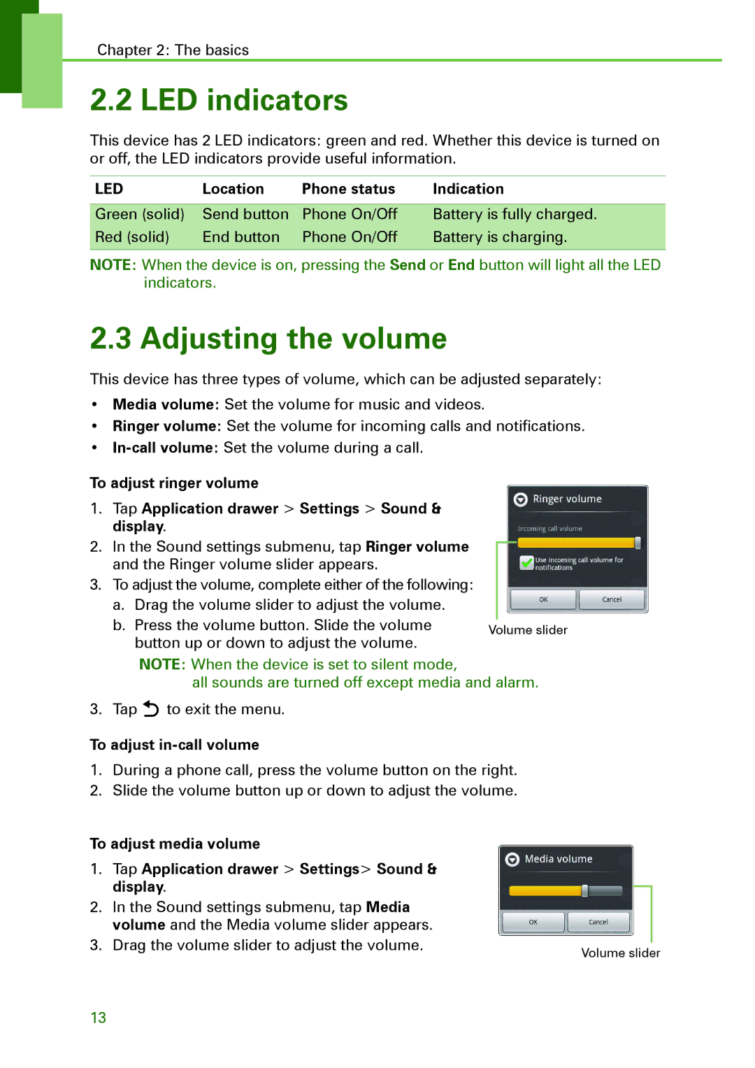 Motorola XT502 manual LED indicators, Adjusting the volume, Location Phone status Indication, To adjust in-call volume 