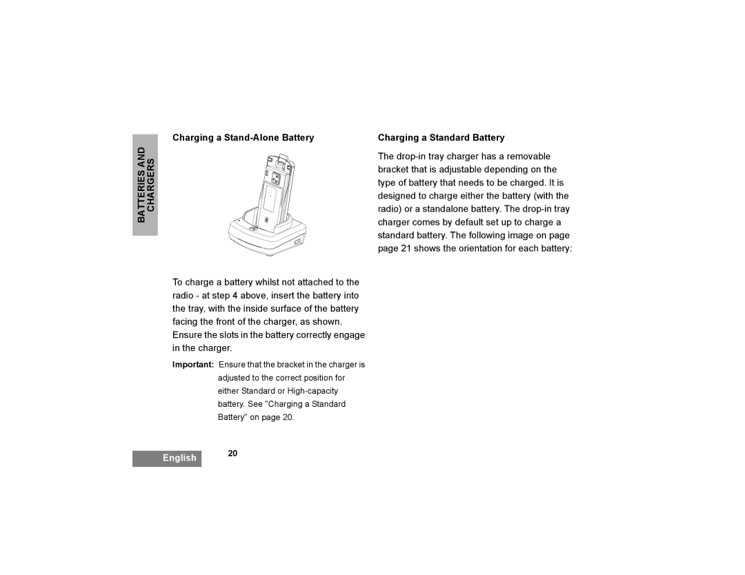 Motorola XTNi Series manual Charging a Stand-Alone Battery Charging a Standard Battery 