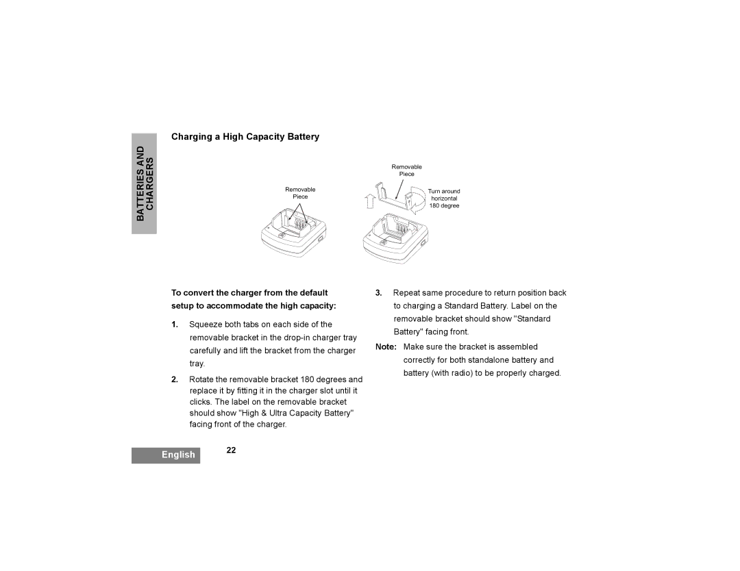 Motorola XTNi Series manual Charging a High Capacity Battery 