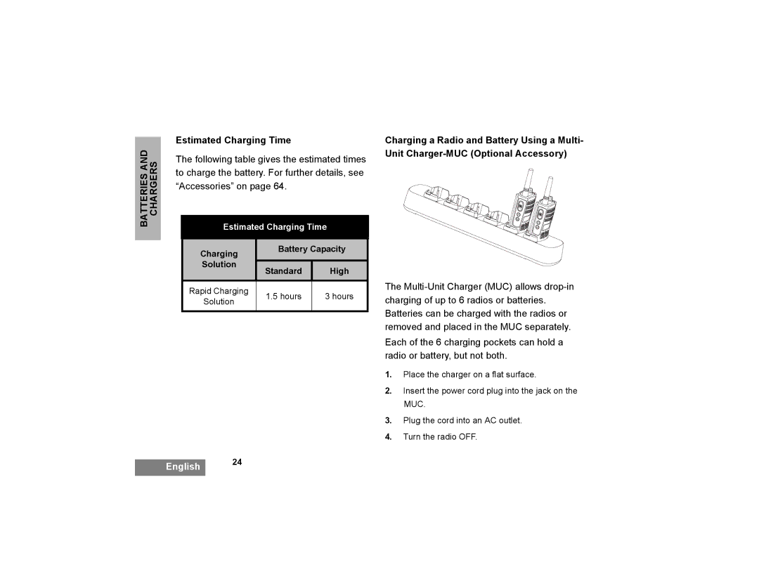 Motorola XTNi Series manual Estimated Charging Time 