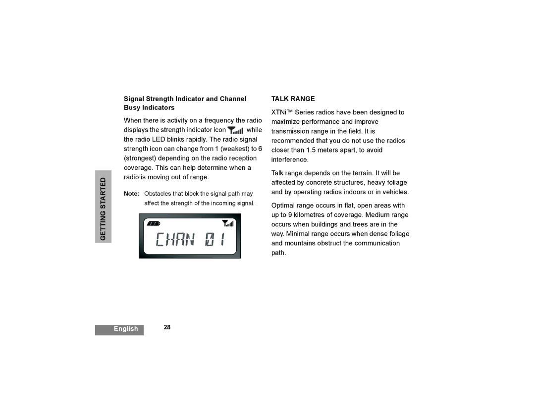 Motorola XTNi Series manual Signal Strength Indicator and Channel Busy Indicators, Talk Range 