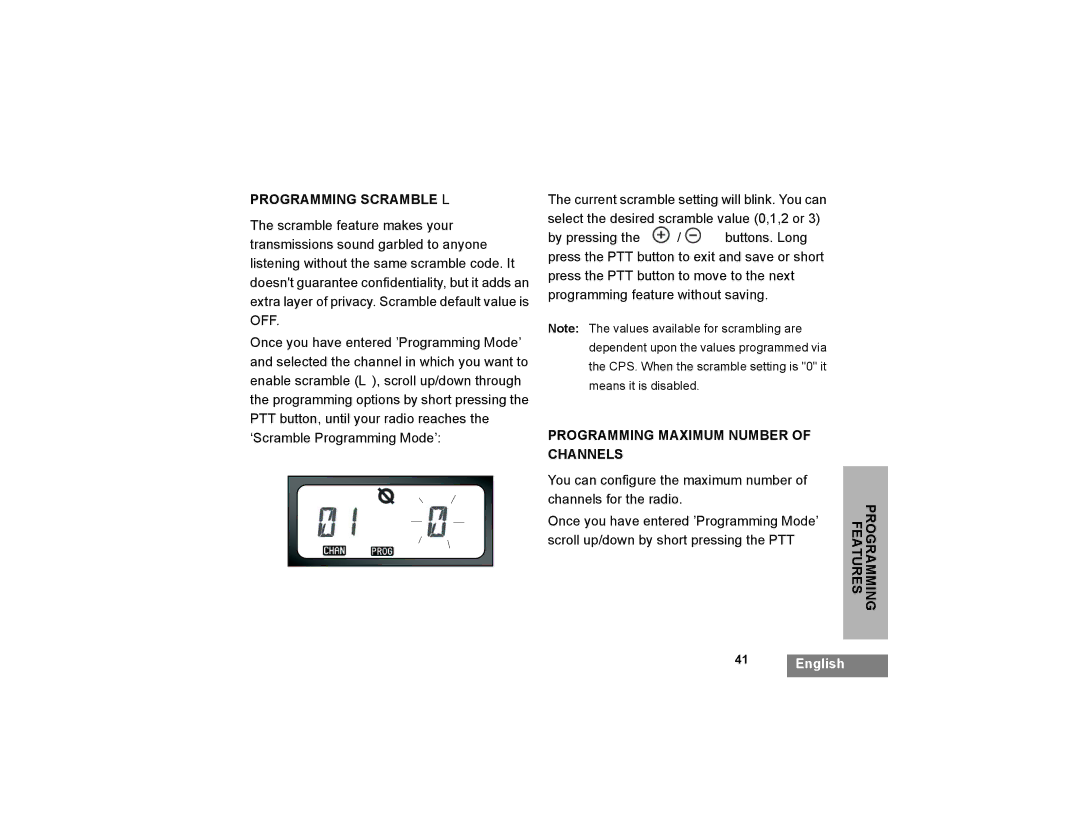 Motorola XTNi Series manual Programming Scramble L, Programming Maximum Number of Channels 