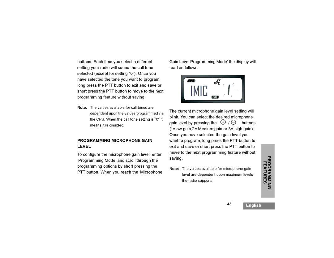 Motorola XTNi Series manual Programming Microphone Gain Level 