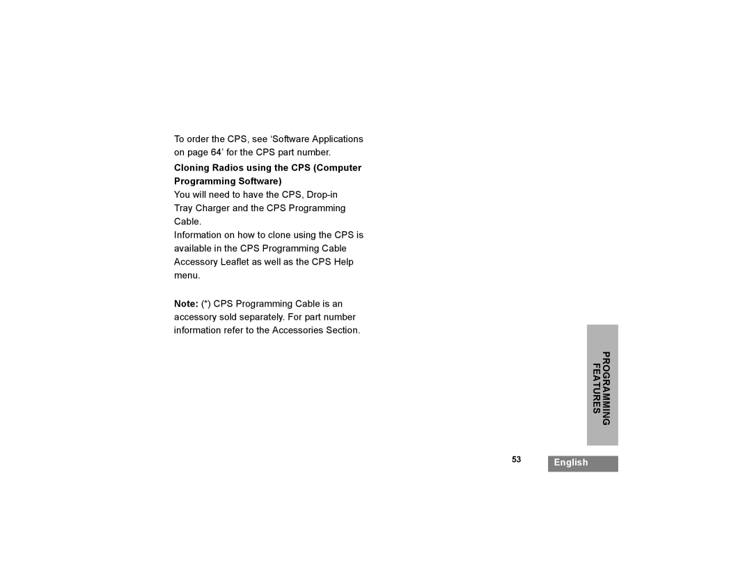 Motorola XTNi Series manual Cloning Radios using the CPS Computer Programming Software 