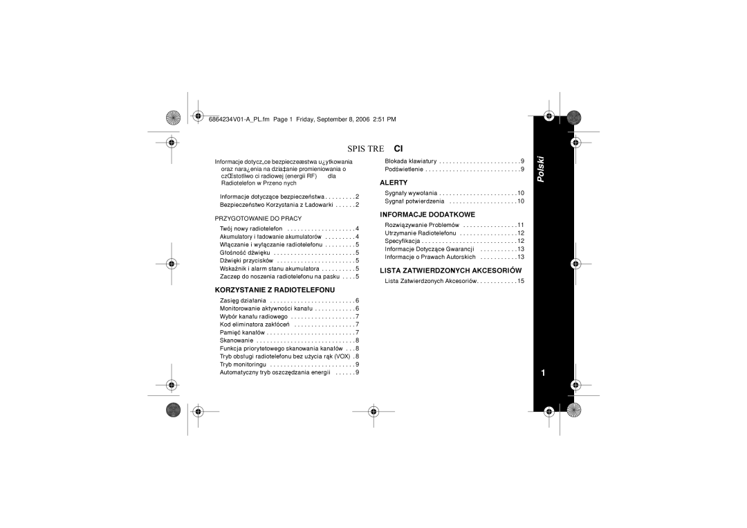 Motorola XTR446 specifications Funkcja priorytetowego skanowania kana³ów, Automatyczny tryb oszczêdzania energii 