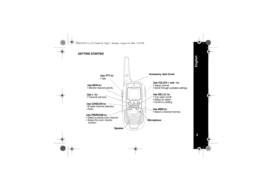 Motorola XTR446 specifications Getting Started 