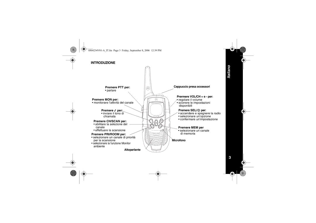 Motorola XTR446 specifications Introduzione 