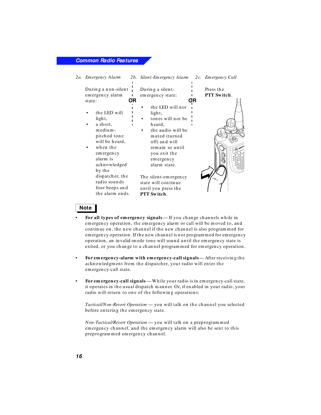 Motorola XTS 3000 manual Common Radio Features, PTT Switch 