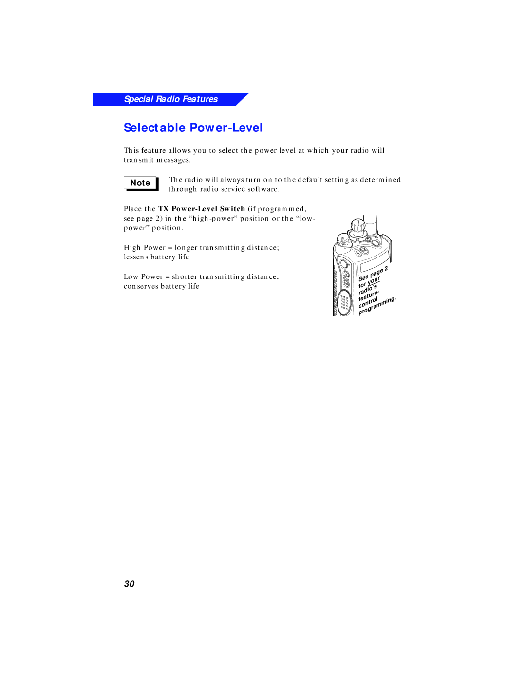 Motorola XTS 3000 manual Selectable Power-Level 