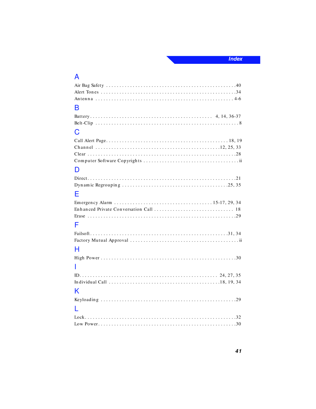 Motorola XTS 3000 manual Index 