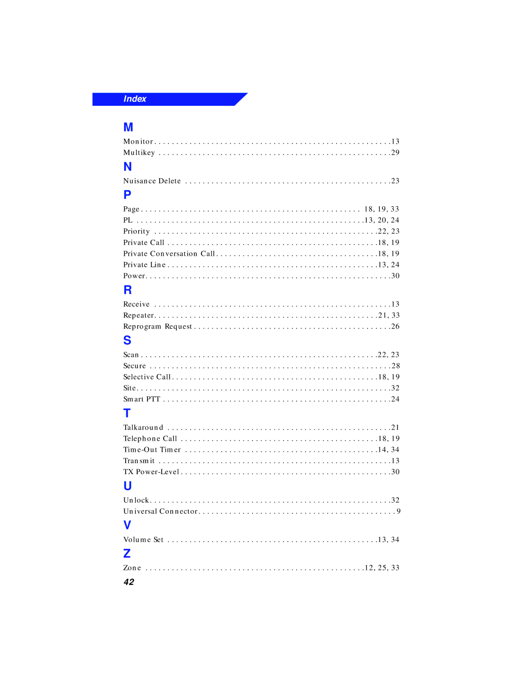 Motorola XTS 3000 manual Index 