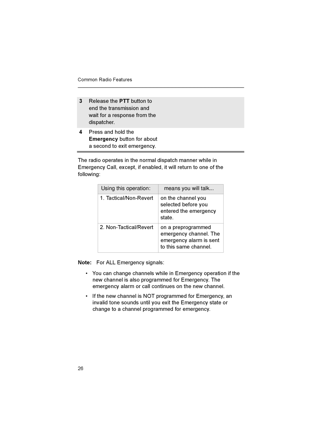 Motorola XTS2500 manual Using this operation Means you will talk 