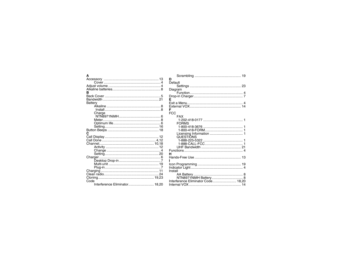 Motorola XV2600, XU1100 manual FCC FAX Forms 