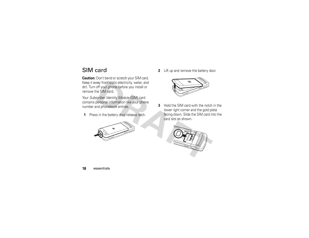 Motorola Z3 instruction manual SIM card 