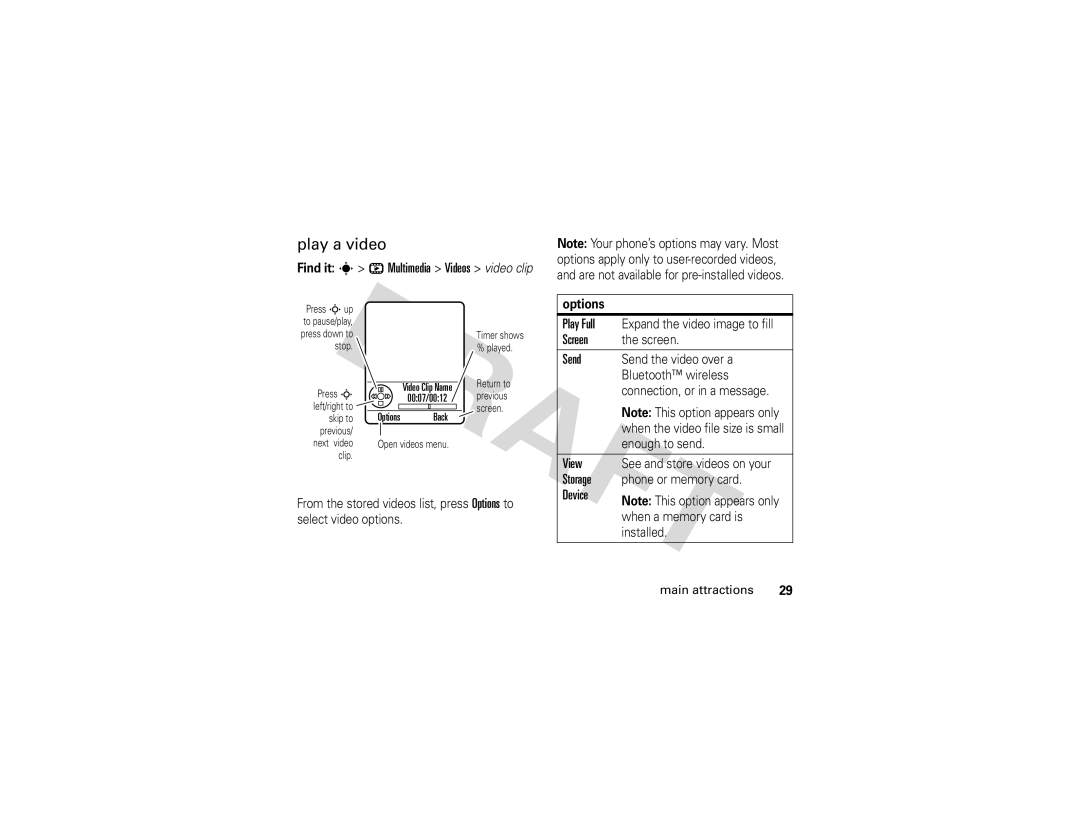 Motorola Z3 instruction manual Play a video 