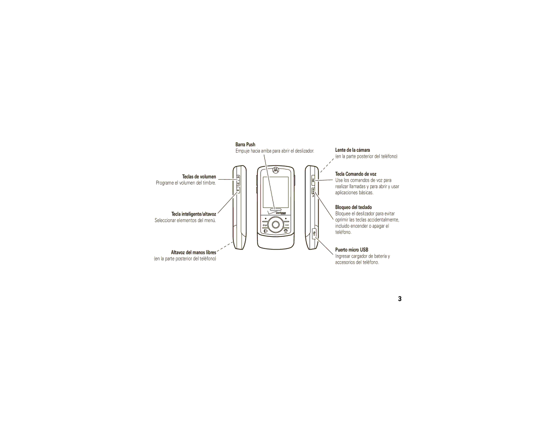 Motorola Z6c manual Empuje hacia arriba para abrir el deslizador 