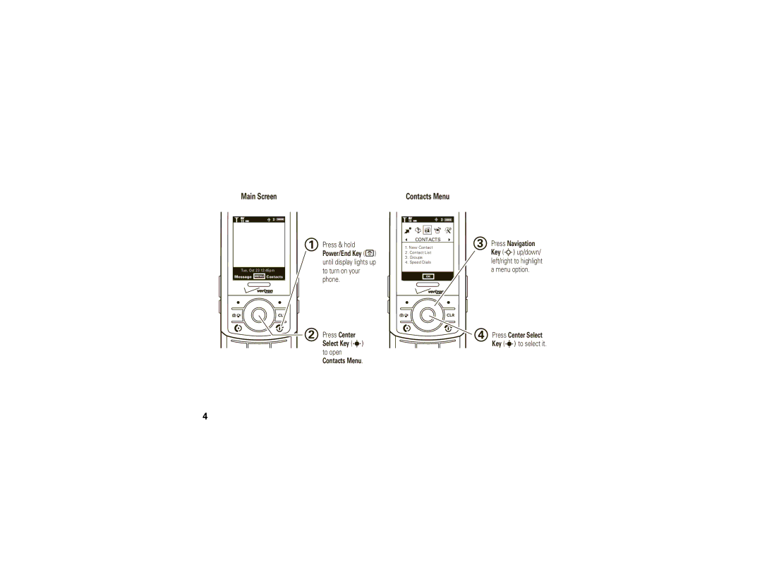 Motorola Z6c manual Main Screen 