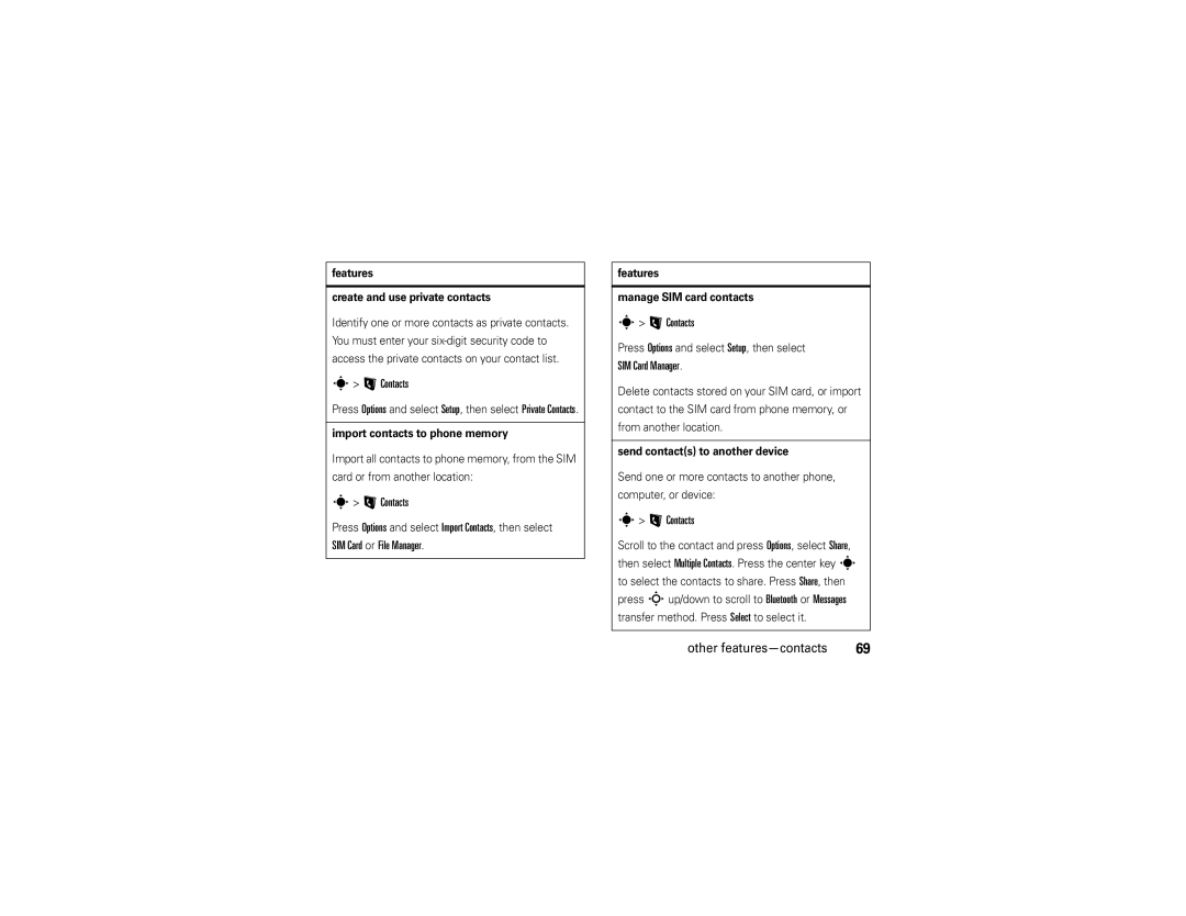 Motorola Z6w manual SIM Card or File Manager, SIM Card Manager 