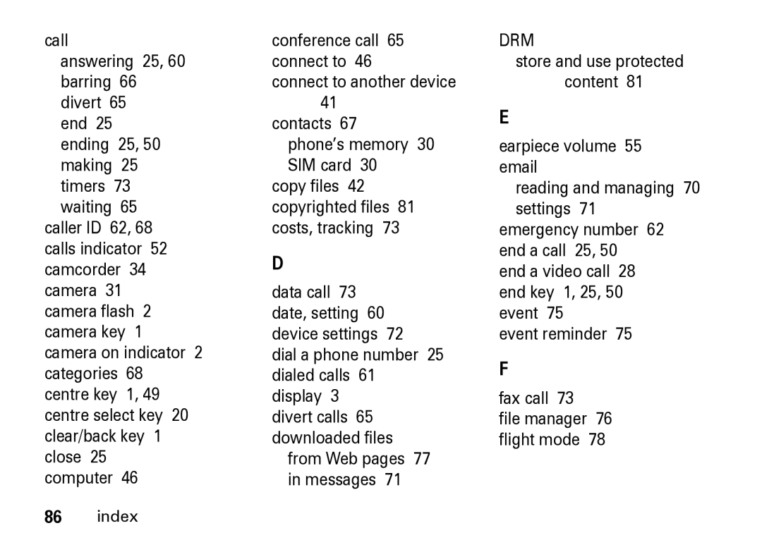 Motorola Z8 manual Drm 