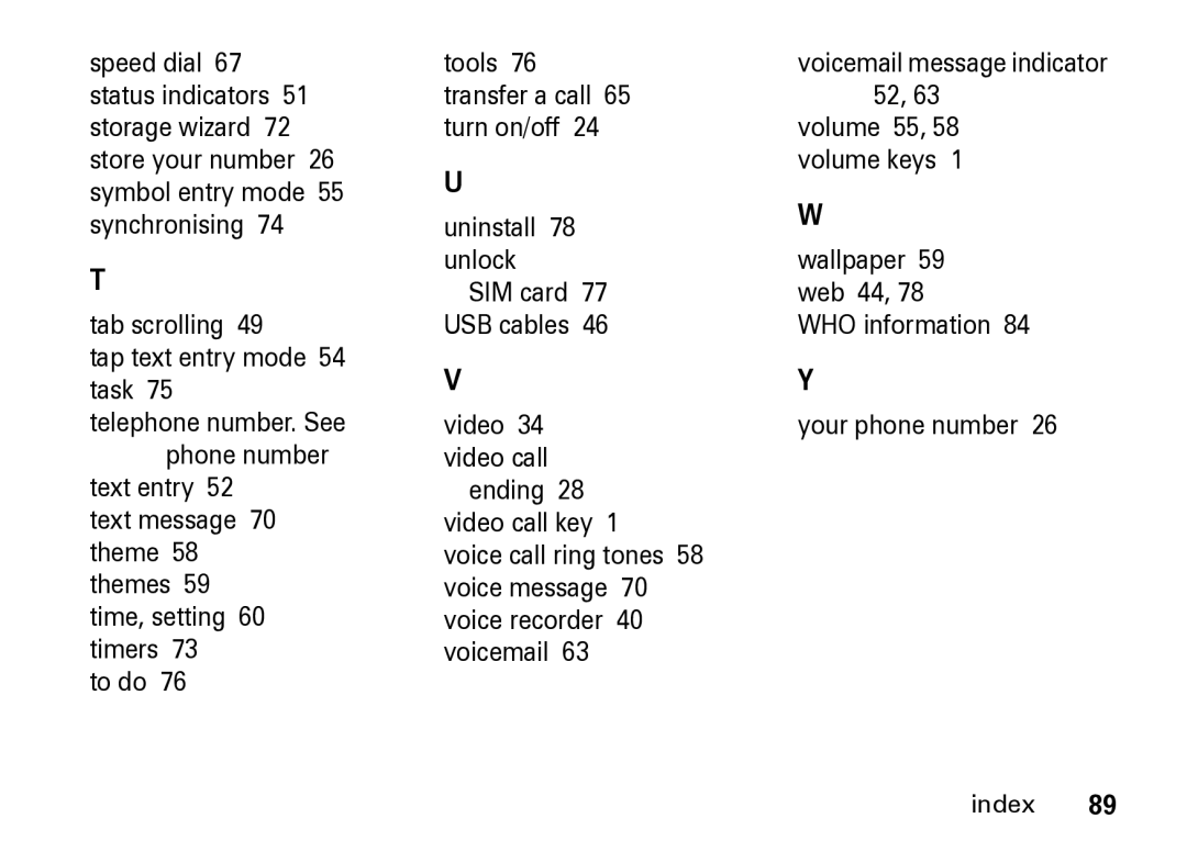 Motorola Z8 manual Voice message, Voicemail 