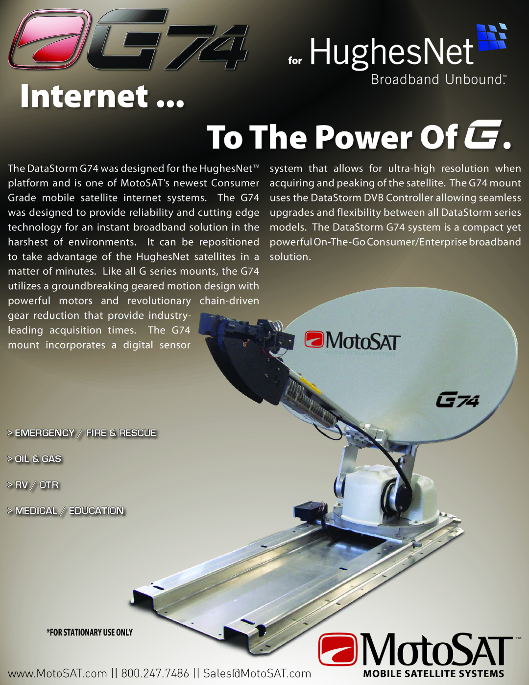 MotoSAT G74 manual Internet ... To The Power 