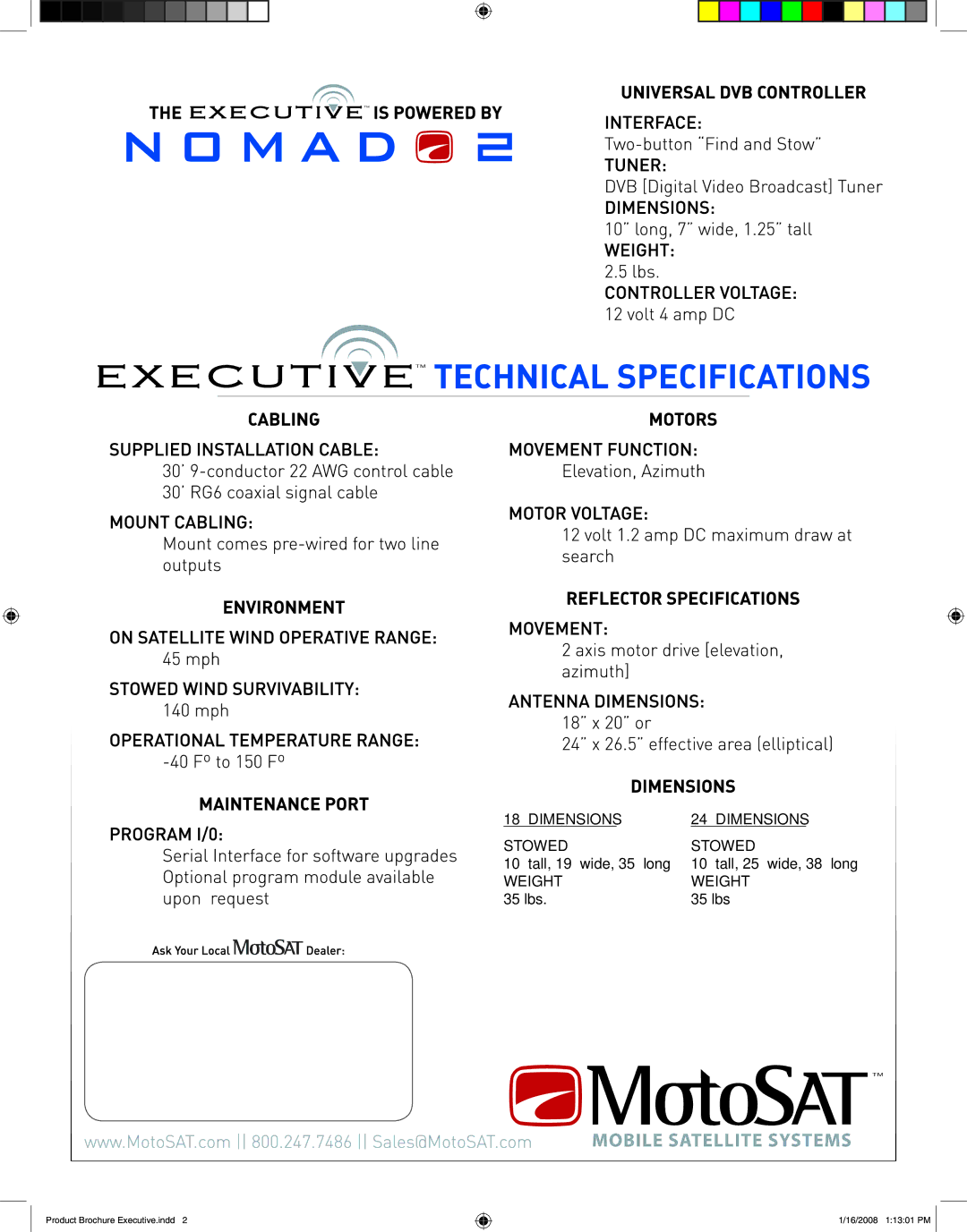 MotoSAT Reflector brochure Dimensions 