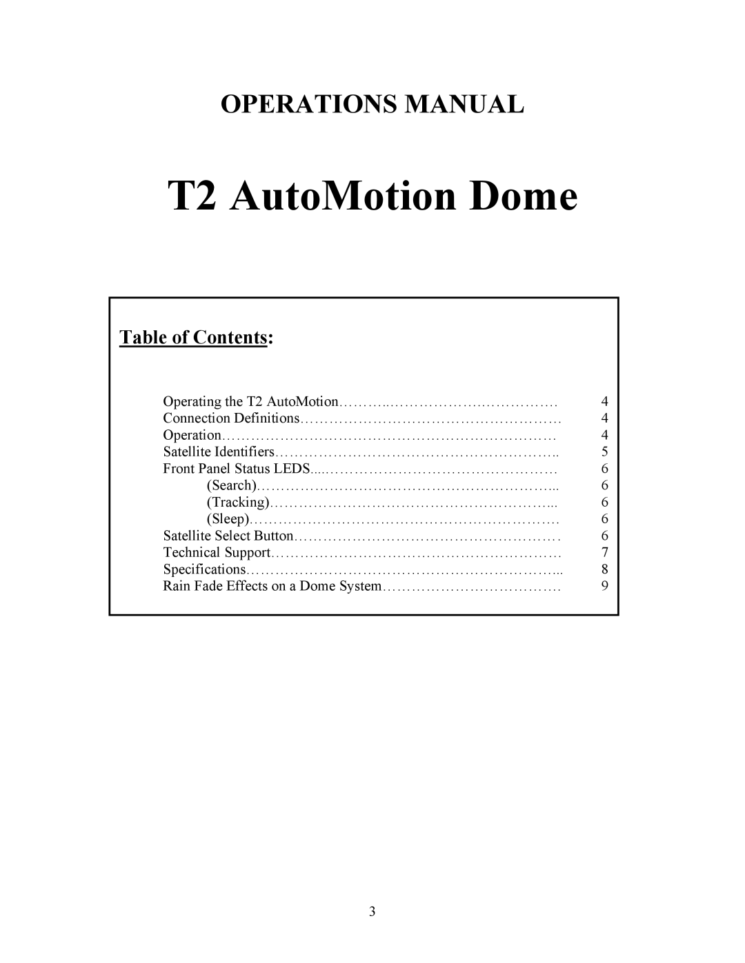 MotoSAT manual T2 AutoMotion Dome 