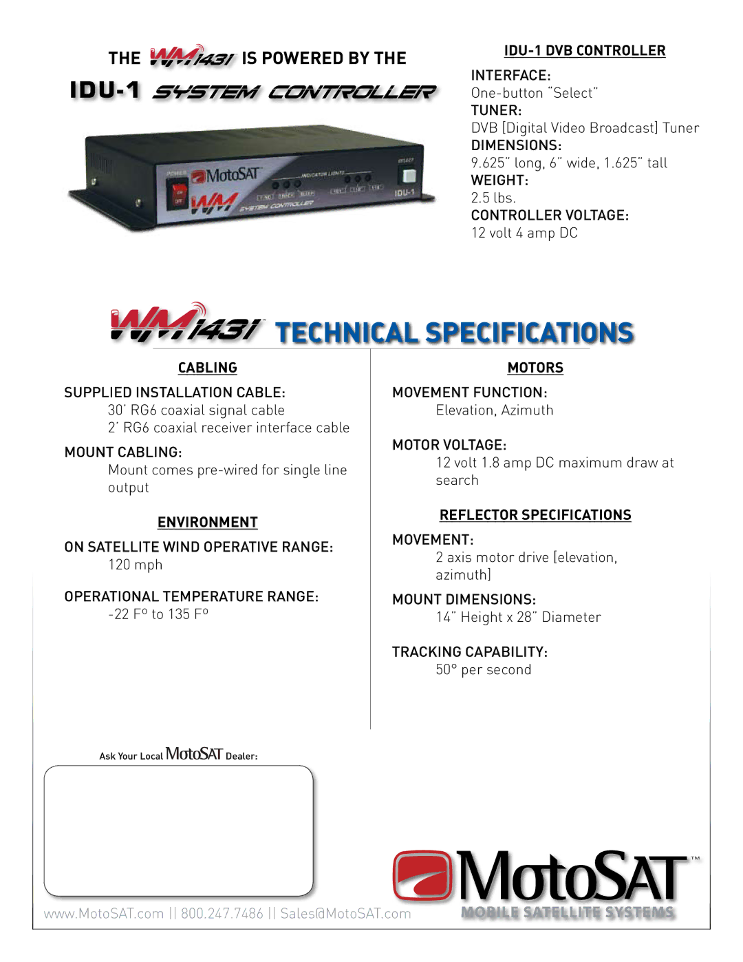 MotoSAT WM 1431 manual IDU-1 