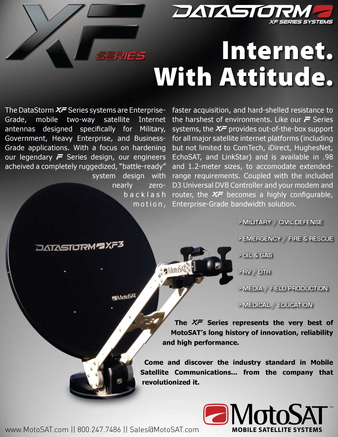 MotoSAT XF-Series manual Internet. With Attitude 